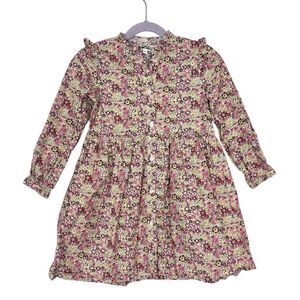 Bonton Dress Girls 6 Multicolor Liberty Floral Ruffle Button Front Pleated fall